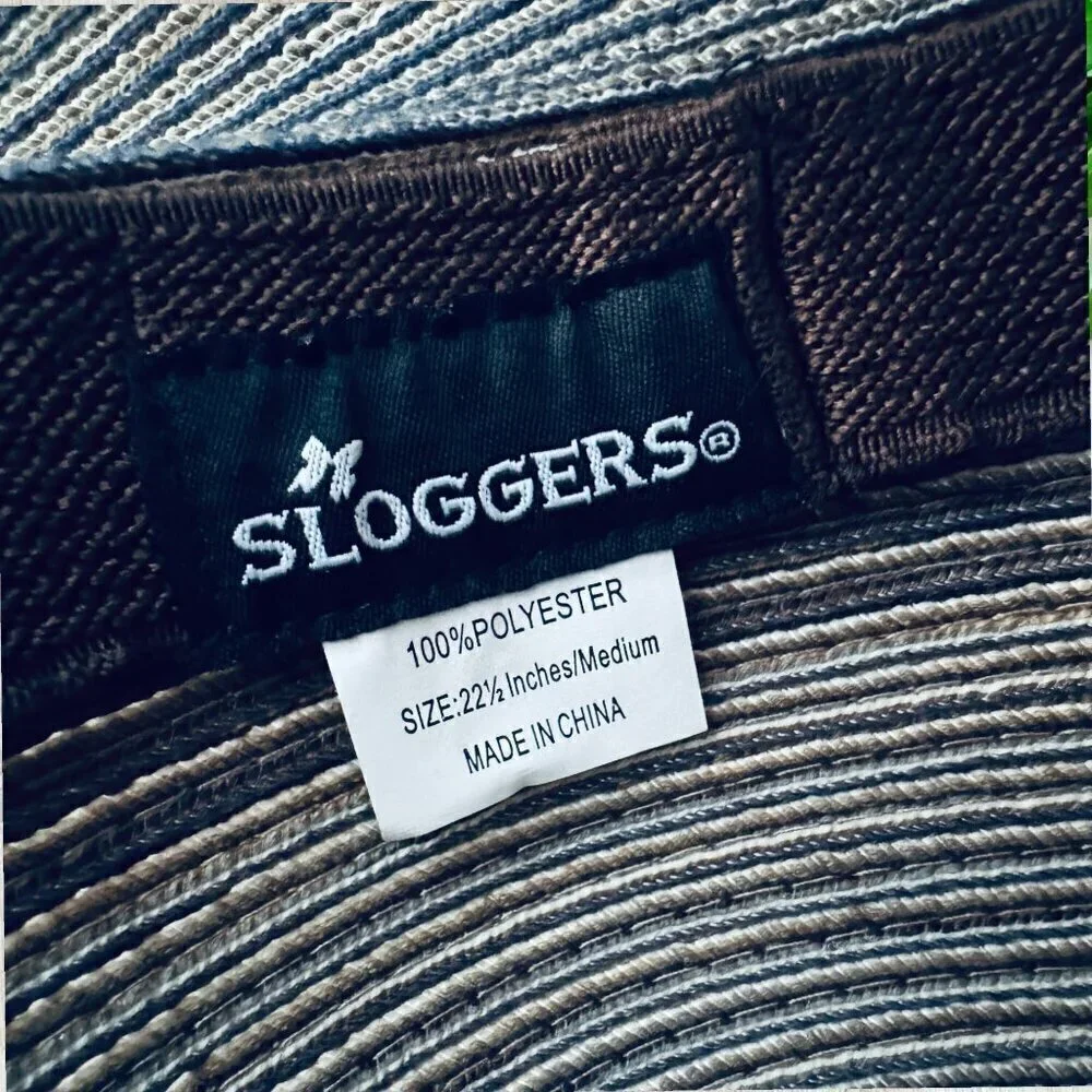 New SLOGGERS Braided Wide Brim Sun Hat Lanyard Outdoor Garden Beach UPF 50+ Blue